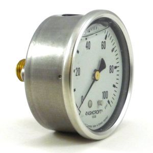 Ashcroft 2-1/2 Dial Pressure Gauge 200# Range 1/4 CBM 63MM 1008AL 02B 200# Glycerin Filled
