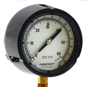 Ashcroft 4-1/2 Dial Pressure Gauge 10/0/10 WC Range 1/2
