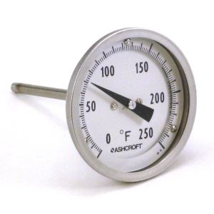Ashcroft 20EI60R025 0 - 250° F Bimetal Dial Thermometer  2 In Dial  2.5 In Stem  Rear