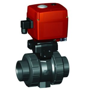 GF 199107207  1-1/2 In Type 107 PVC / EPDM Ball Valve with Electric Actuator and Manual Override