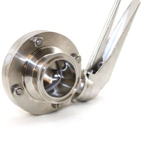 2 In APV 316L Stainless Steel Sanitary Butterfly Valve  Lever Handle  Viton Seat  S-Clamp Ends