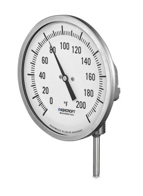 Ashcroft 50EI60E025 0 - 200° F Bimetal Dial Thermometer  5 In Dial  2.5 In Stem  Everyangle