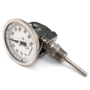 Ashcroft 30EI60E025 0 - 200° F Bimetal Dial Thermometer  3 In Dial  2.5 In Stem  Everyangle