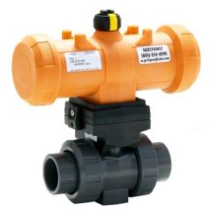 GF 199233103  1/2 In Type 233 PVC / EPDM Ball Valve with Pneumatic Double Acting Actuator